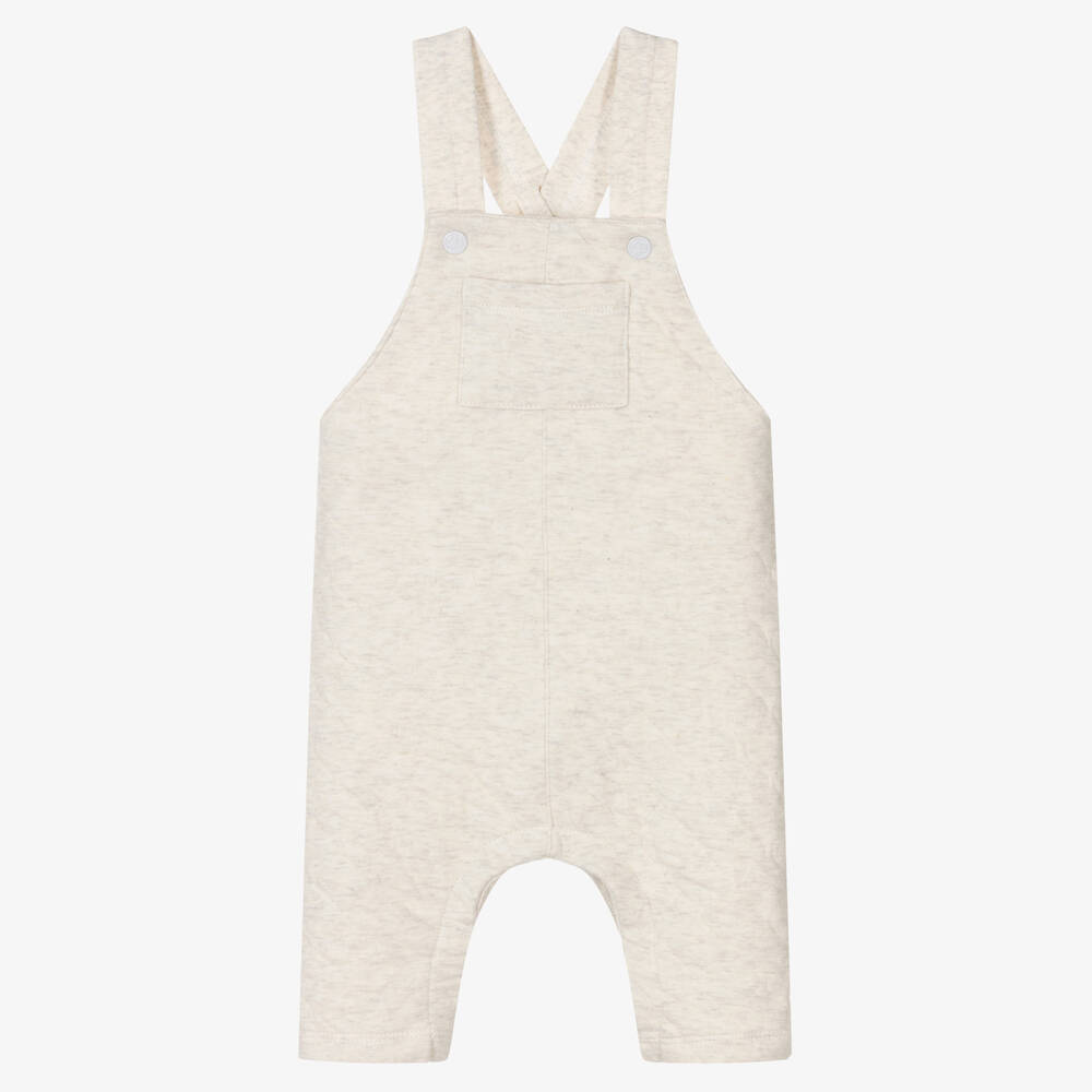 Petit Bateau - Ivory Quilted Jersey Dungarees | Childrensalon