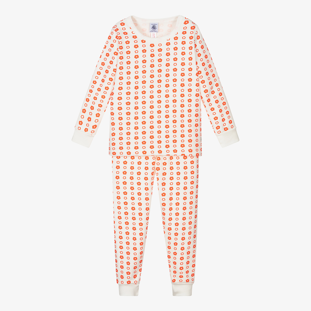 Petit Bateau - Pyjama ivoire et rouge en coton | Childrensalon
