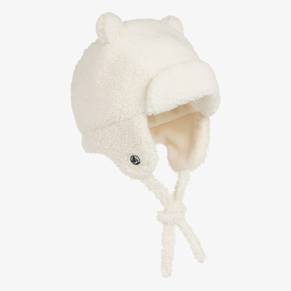 Petit Bateau-Ivory Sherpa Fleece Trapper Hat | Childrensalon Outlet