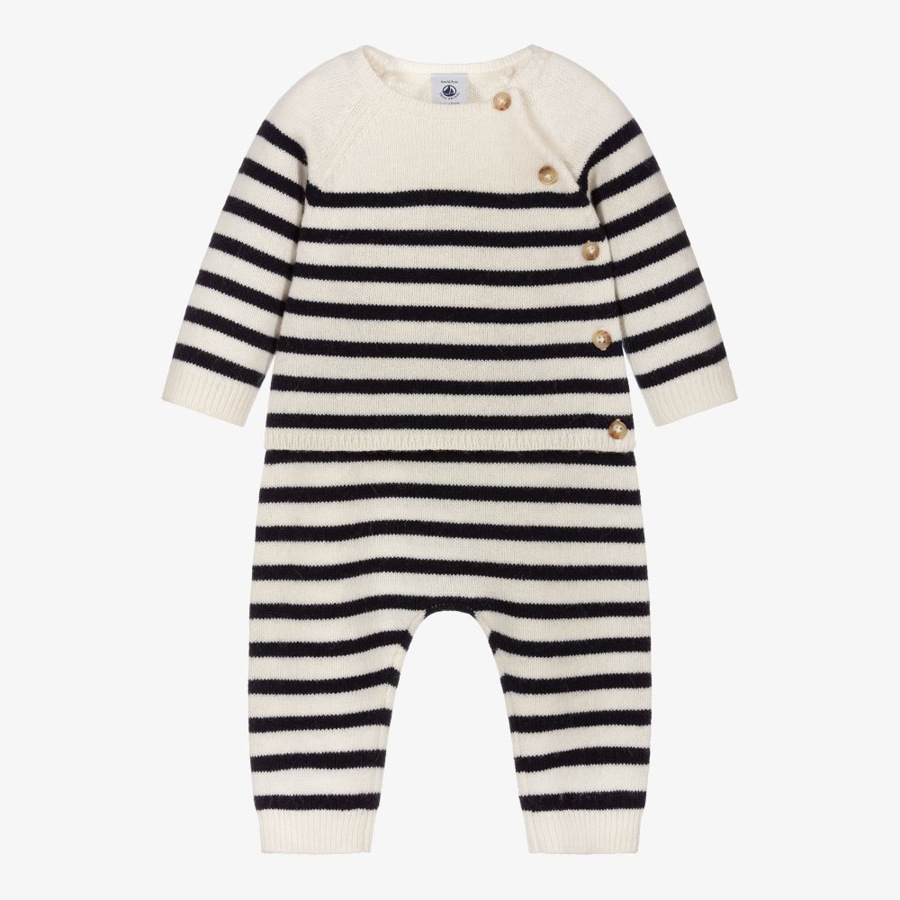 Petit Bateau - Ivory Wool Baby Trouser Set | Childrensalon