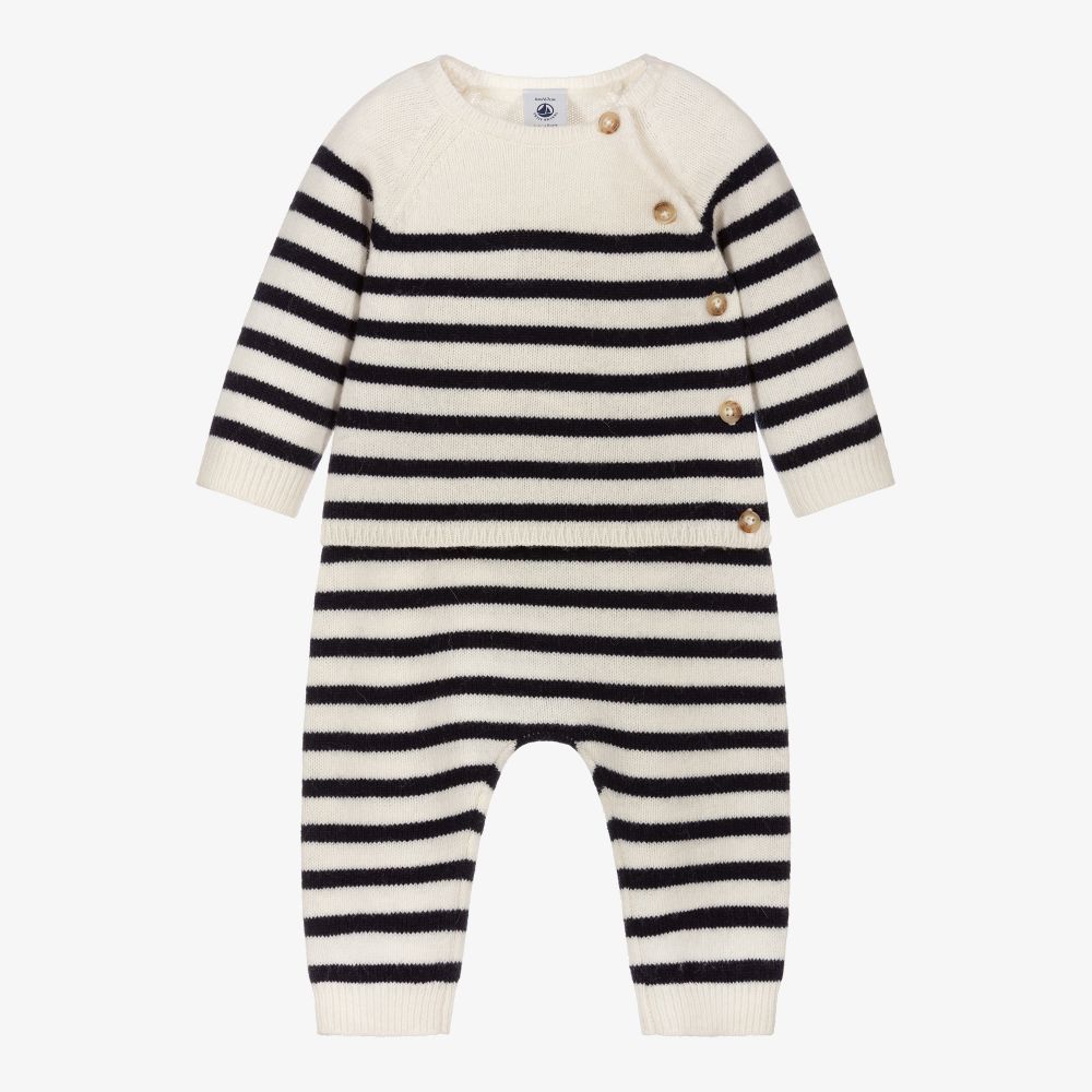 Petit Bateau - Кремовый шерстяной комплект с брюками для малышей | Childrensalon