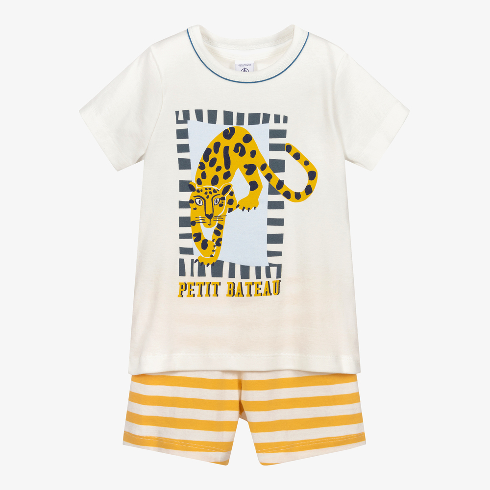 Petit Bateau - Pyjama ivoire et jaune Léopard | Childrensalon