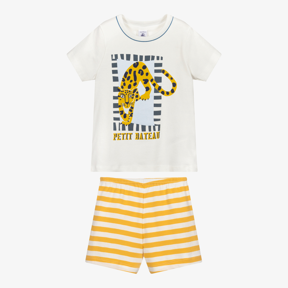 Petit Bateau-Кремово-желтая пижама с леопардами | Childrensalon Outlet