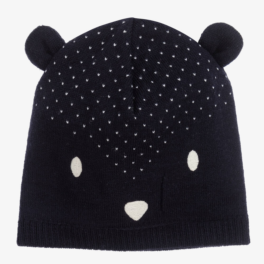 Petit Bateau - Темно-синяя шапка в виде головы медвежонка | Childrensalon