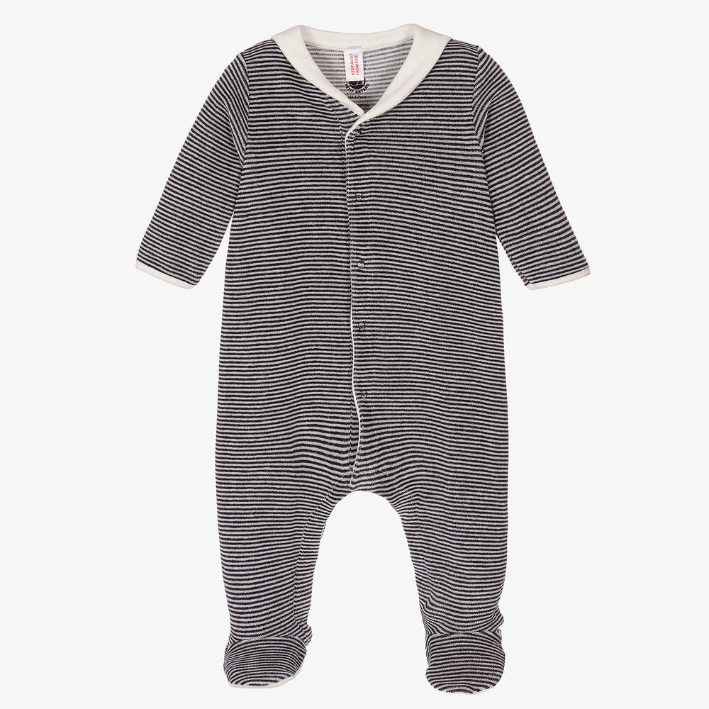 Petit Bateau - Navyblauer Milleraise Strampler | Childrensalon