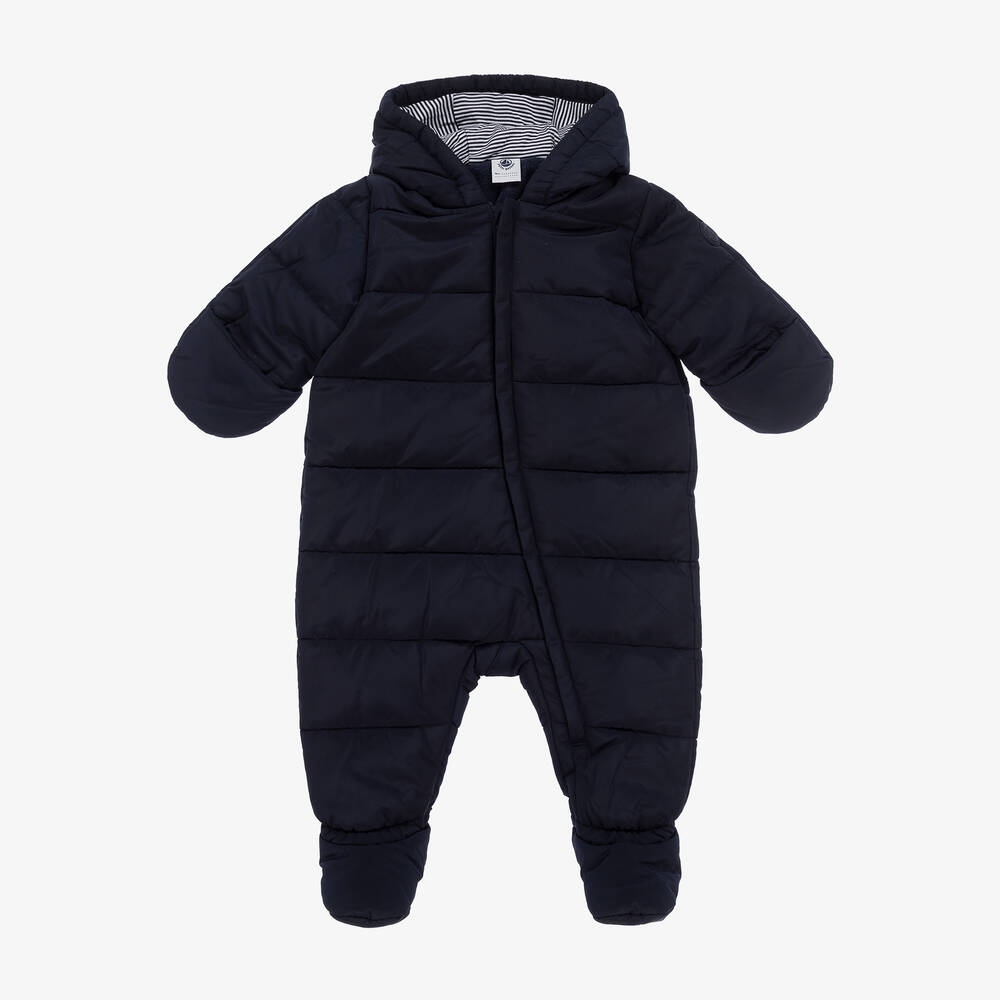 Petit Bateau -  Navy Blue Padded Baby Snowsuit | Childrensalon