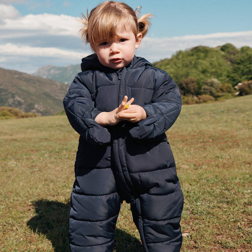 Petit Bateau-Navy Blue Padded Baby Snowsuit | Childrensalon Outlet