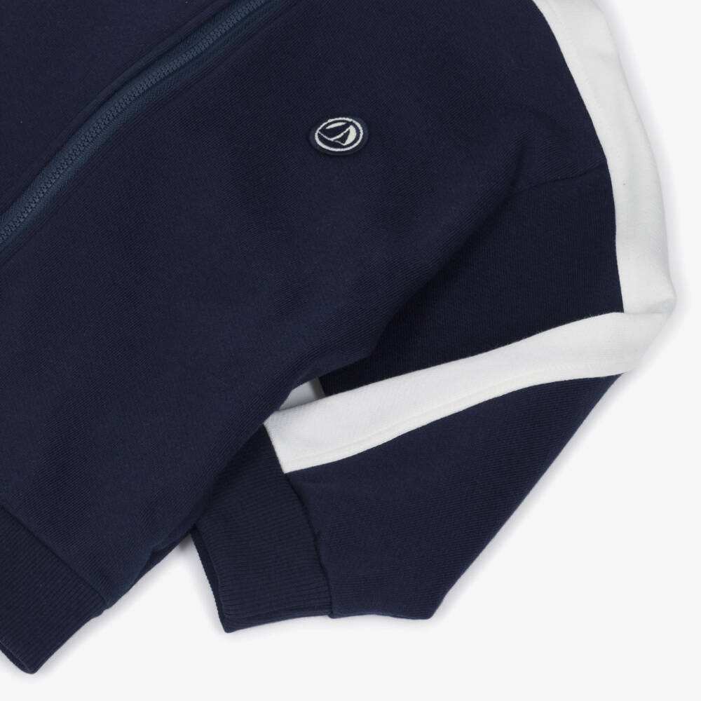 Petit Bateau-Navy Cotton Zip-Up Boys Top | Childrensalon Outlet