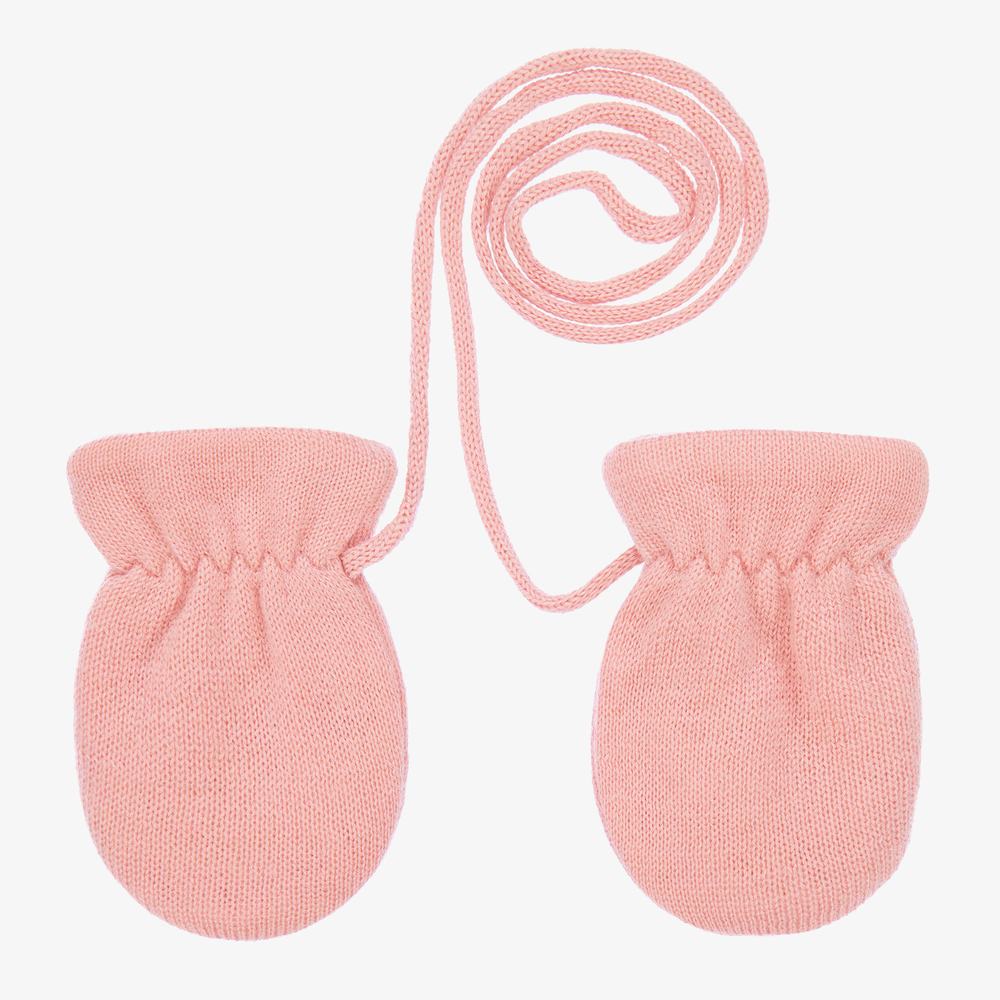 Petit Bateau Moufles roses en laine Ours Bebe