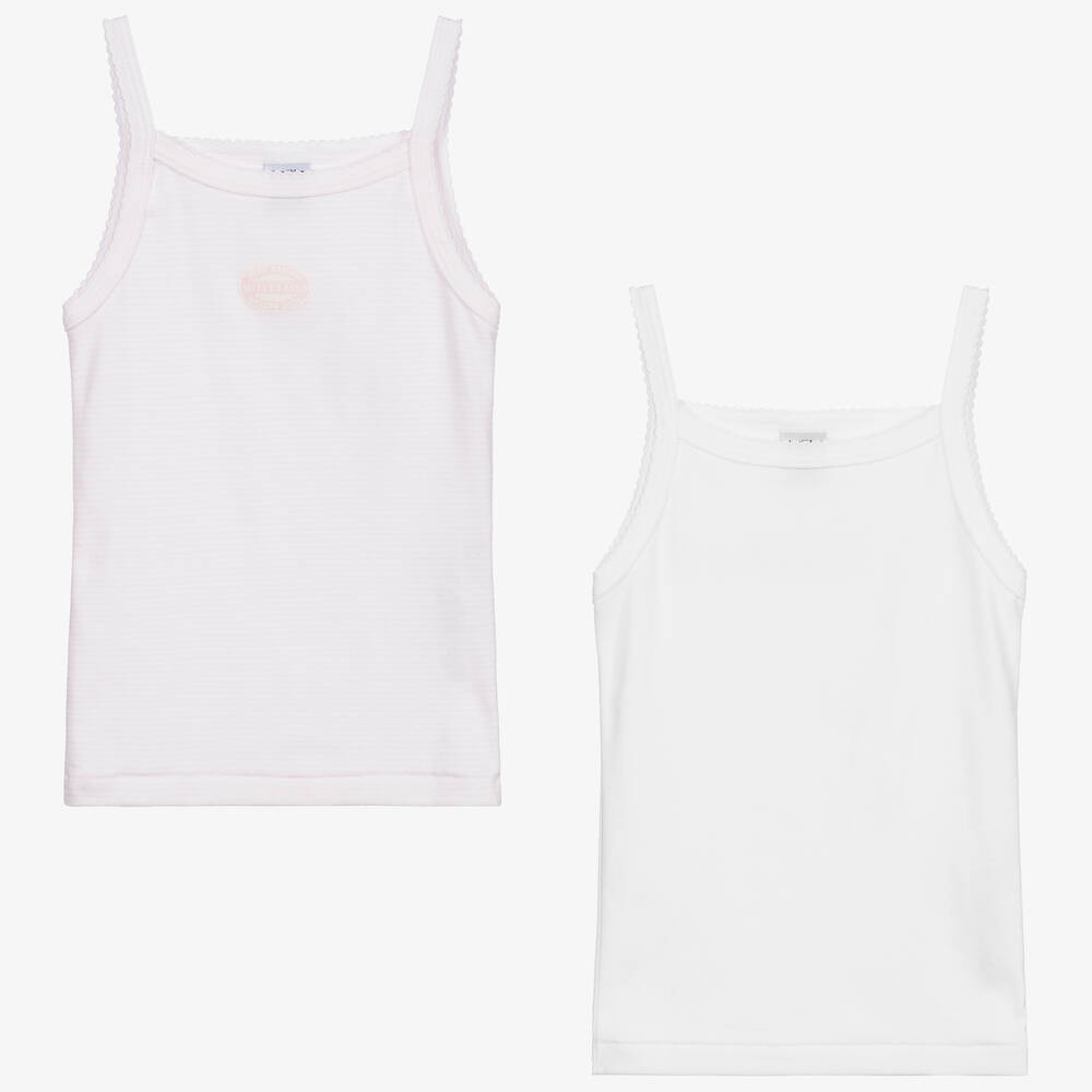 Petit Bateau - Unterhemden in Rosa und Weiß (2er-Pack) | Childrensalon