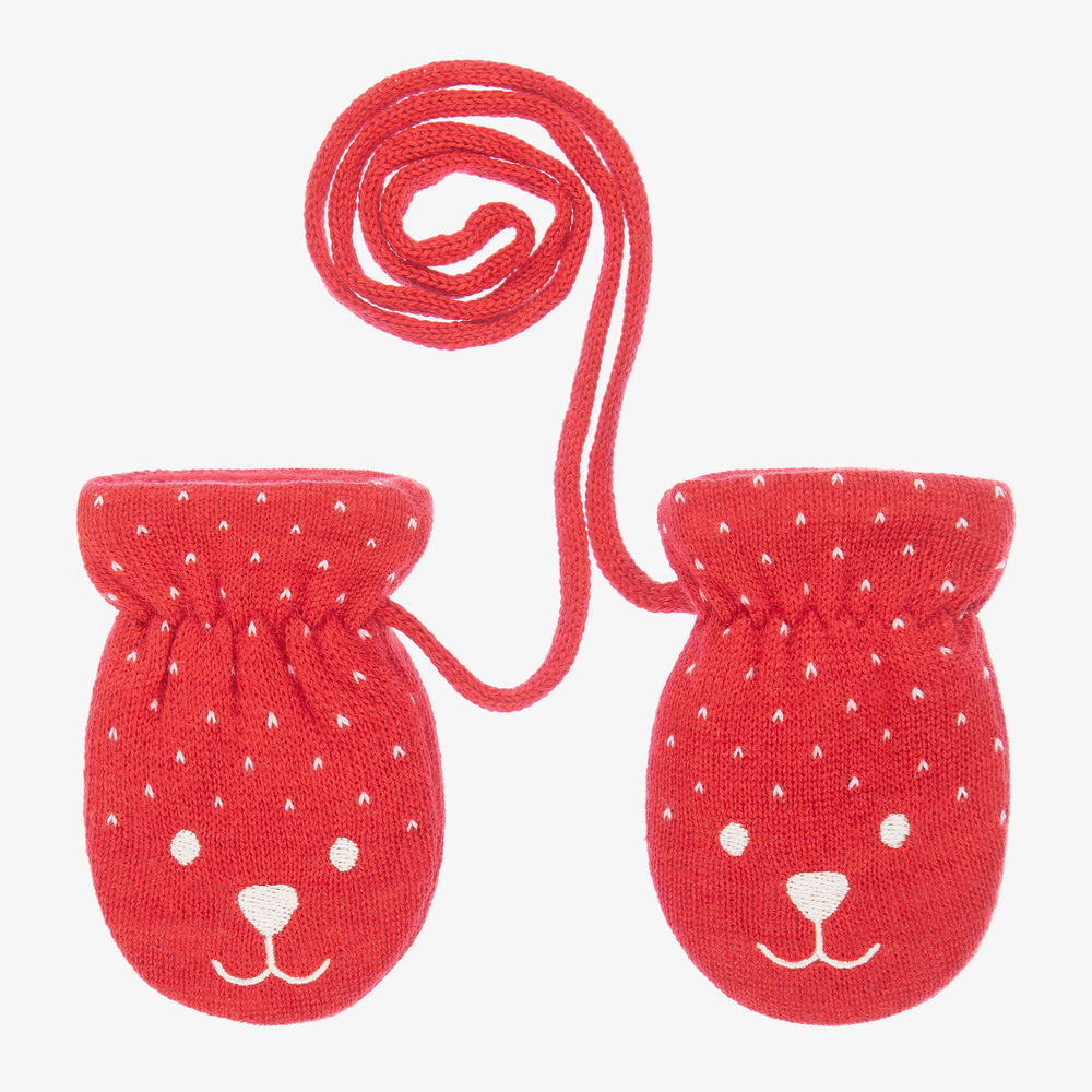 stand out light bulb Resistant Petit Bateau - Moufles rouges en laine Ours Bébé | Childrensalon Outlet