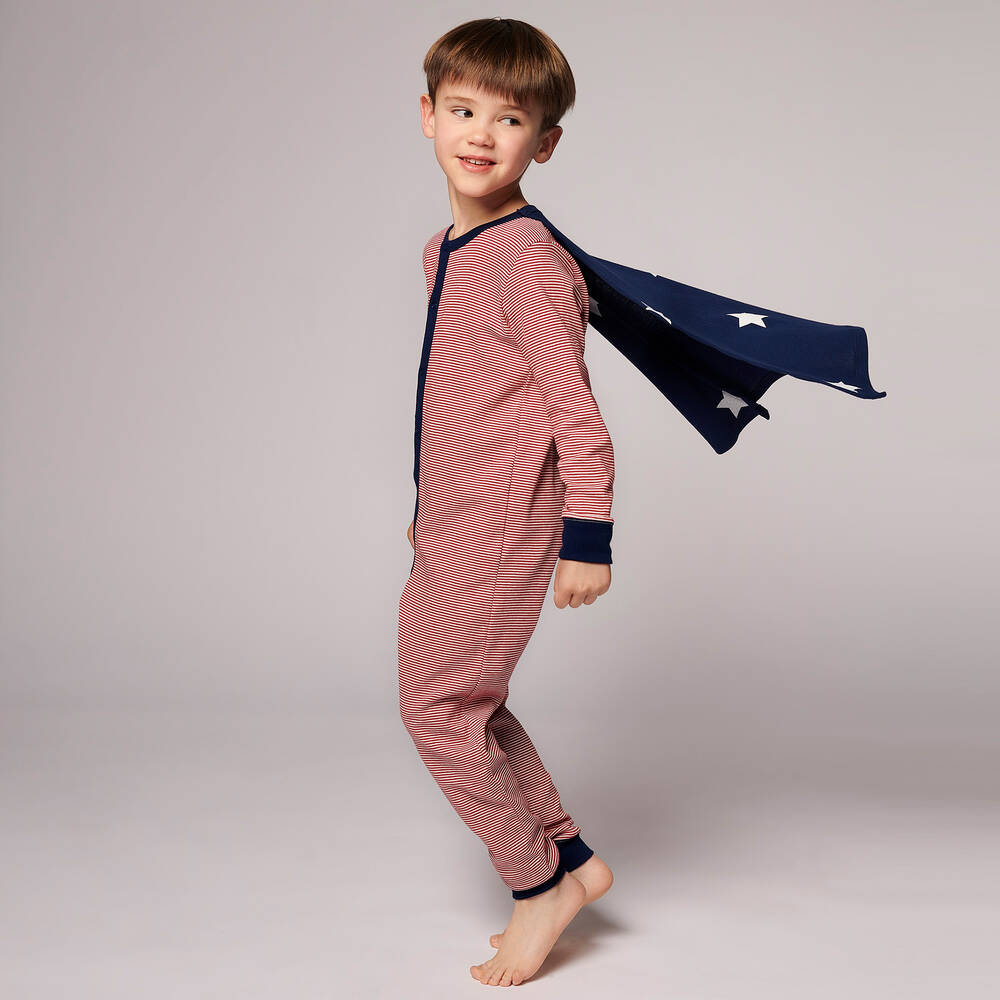 Petit Bateau-Комплект с комбинезоном красного и синего цвета в полоску | Childrensalon Outlet