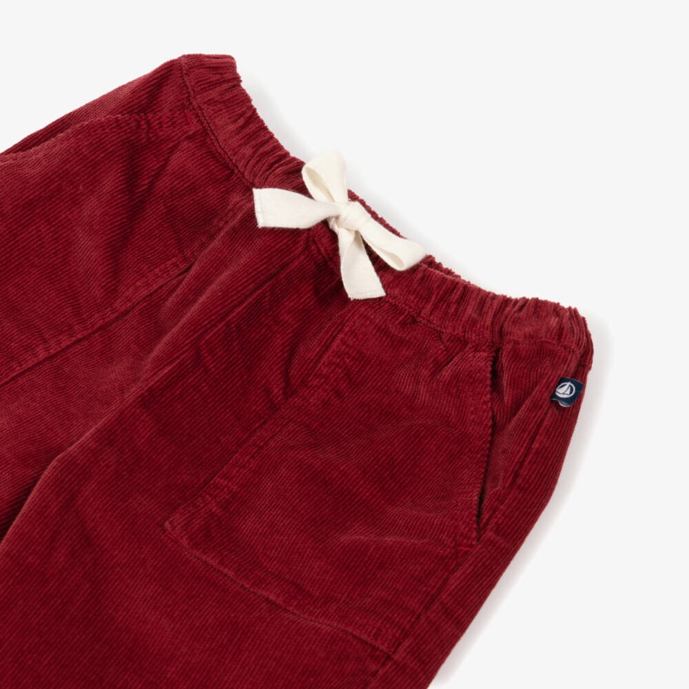Petit Bateau-Red Cotton Corduroy Baby Trousers | Childrensalon Outlet