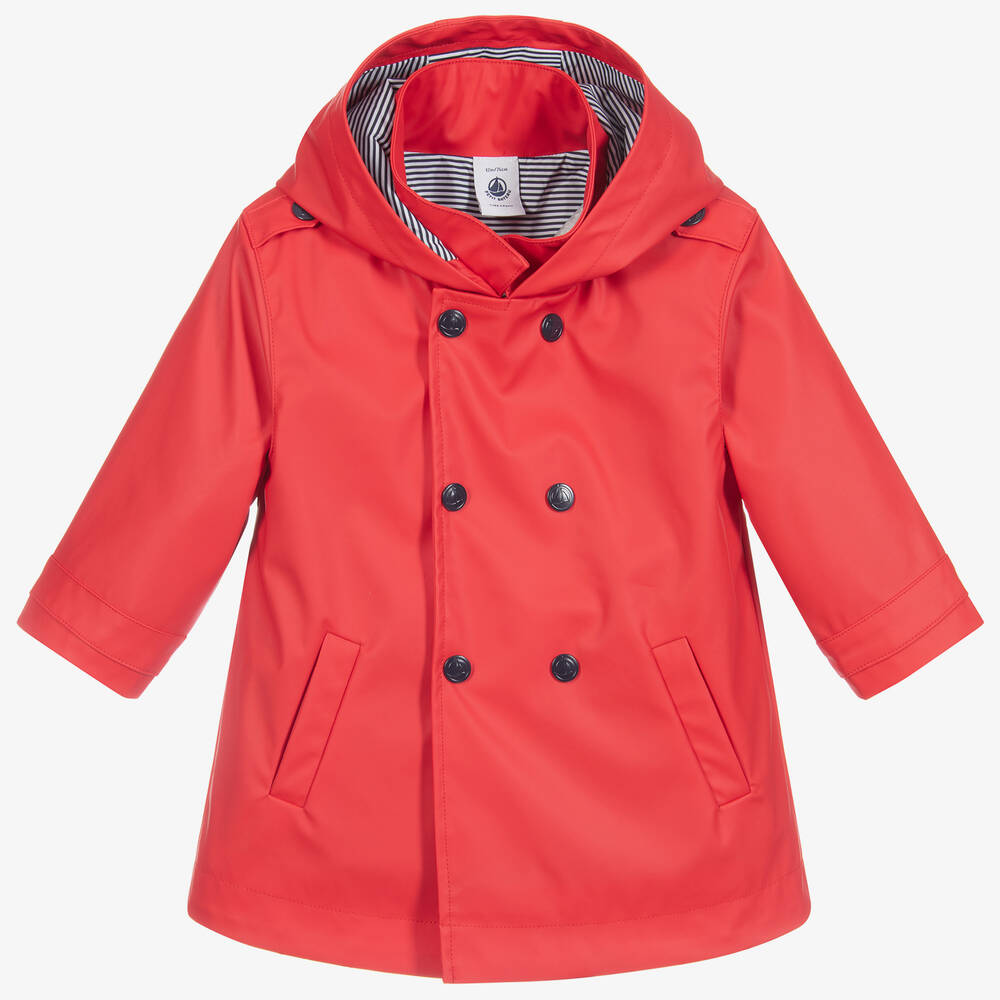 Petit Bateau - Red Hooded Raincoat | Childrensalon