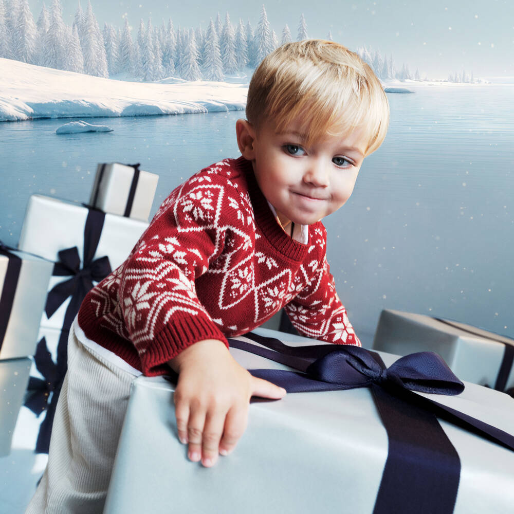 Petit Bateau-Red Knitted Christmas Sweater | Childrensalon Outlet