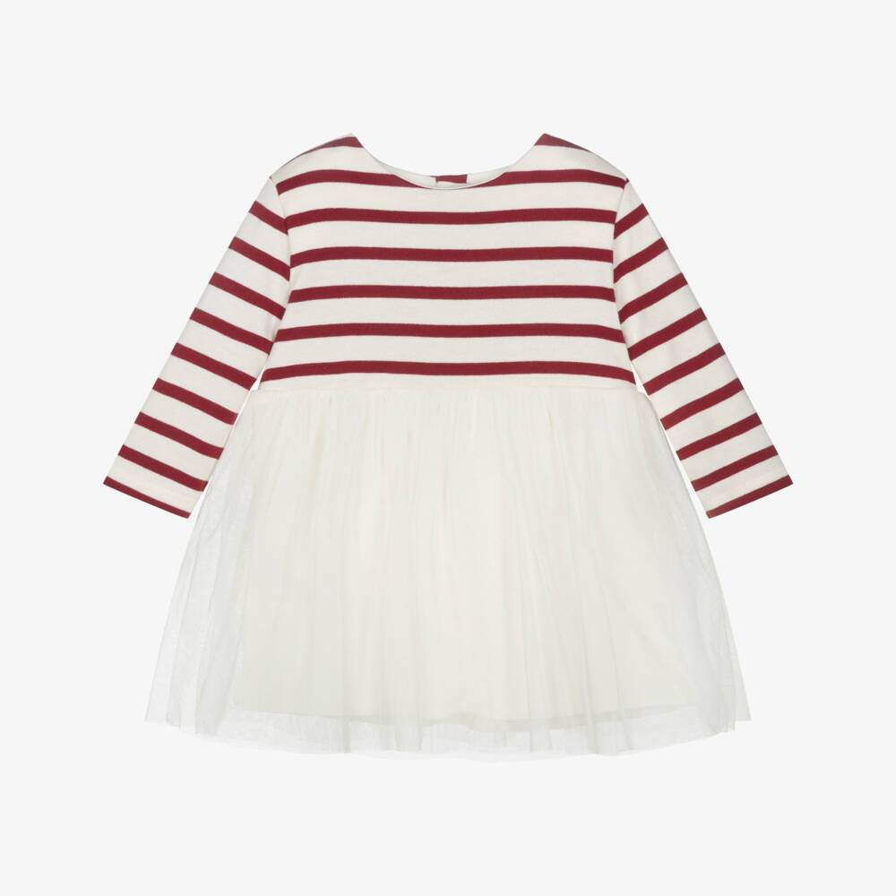 Petit Bateau-Red Stripe Tulle Dress | Childrensalon Outlet