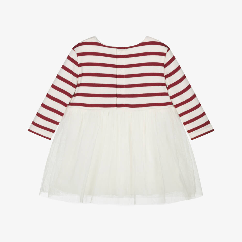 Petit Bateau-Red Stripe Tulle Dress | Childrensalon Outlet