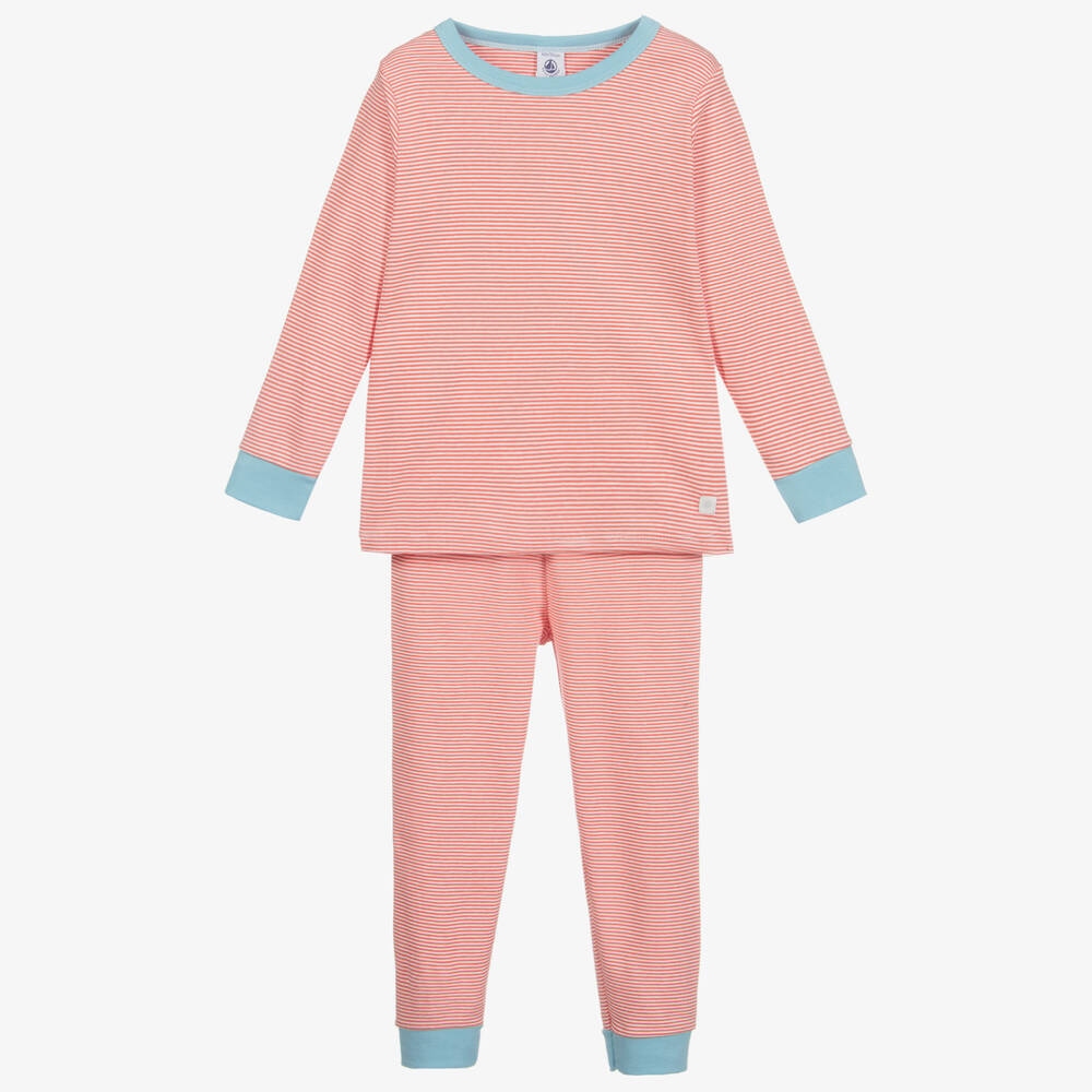 Petit Bateau - Rot gestreifter Baumwoll-Pyjama | Childrensalon