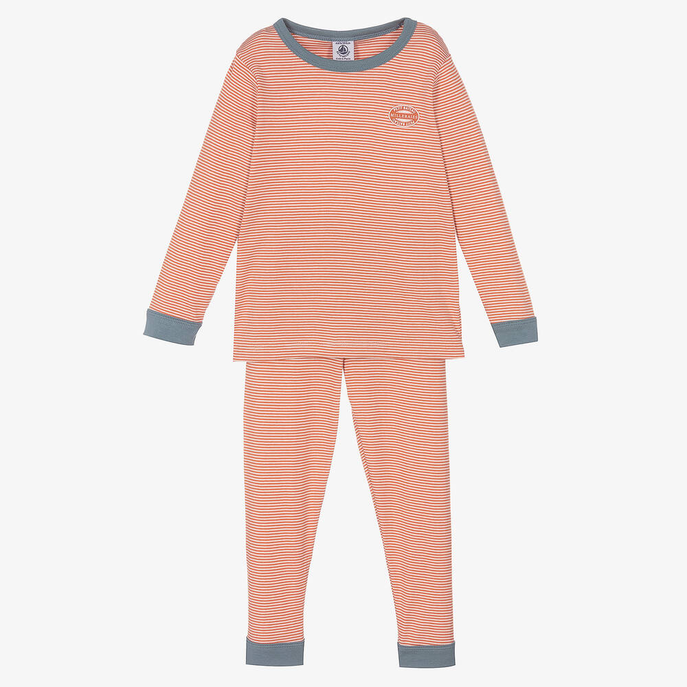 Petit Bateau - Rot gestreifter Baumwoll-Schlafanzug | Childrensalon