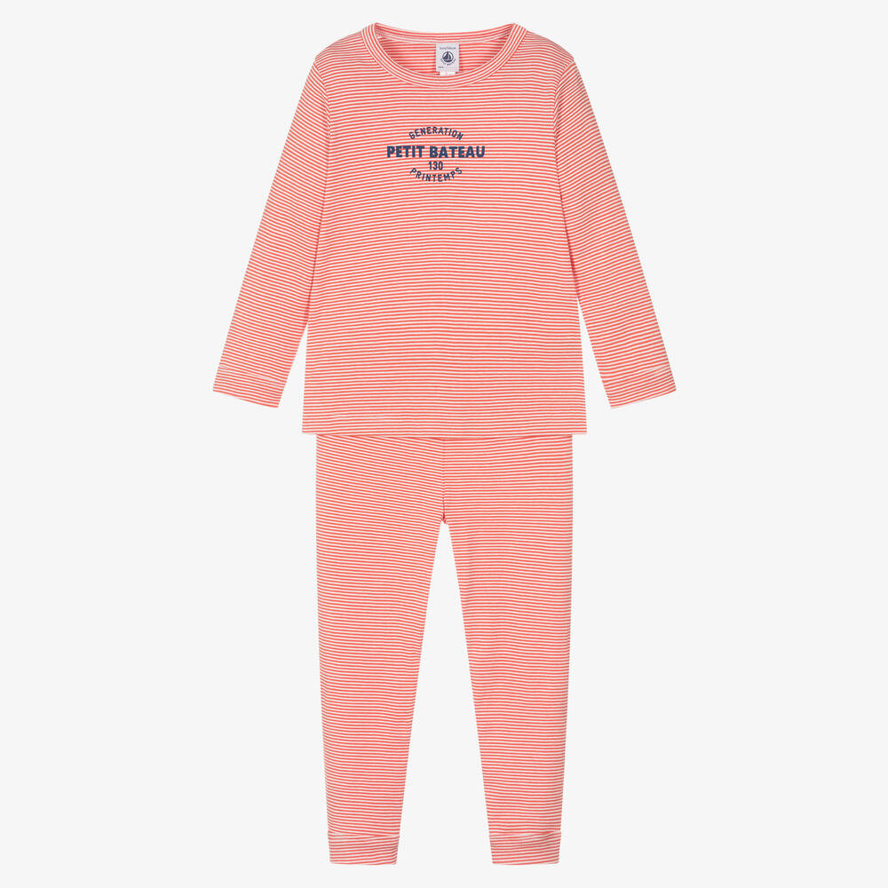 Petit Bateau - Gestreifter Schlafanzug Rot/Weiß | Childrensalon