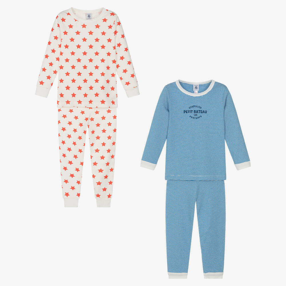 Petit Bateau - Хлопковые пижамы со звездами и полосками (2шт.) | Childrensalon