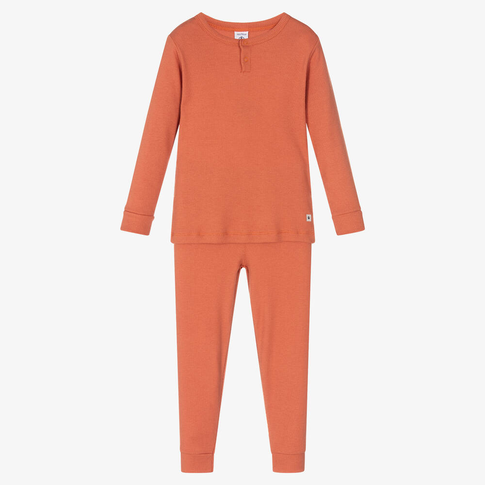 Petit Bateau-بيجاما مضلع ليوسيل مضلع لون أحمر تراكوتا | Childrensalon Outlet