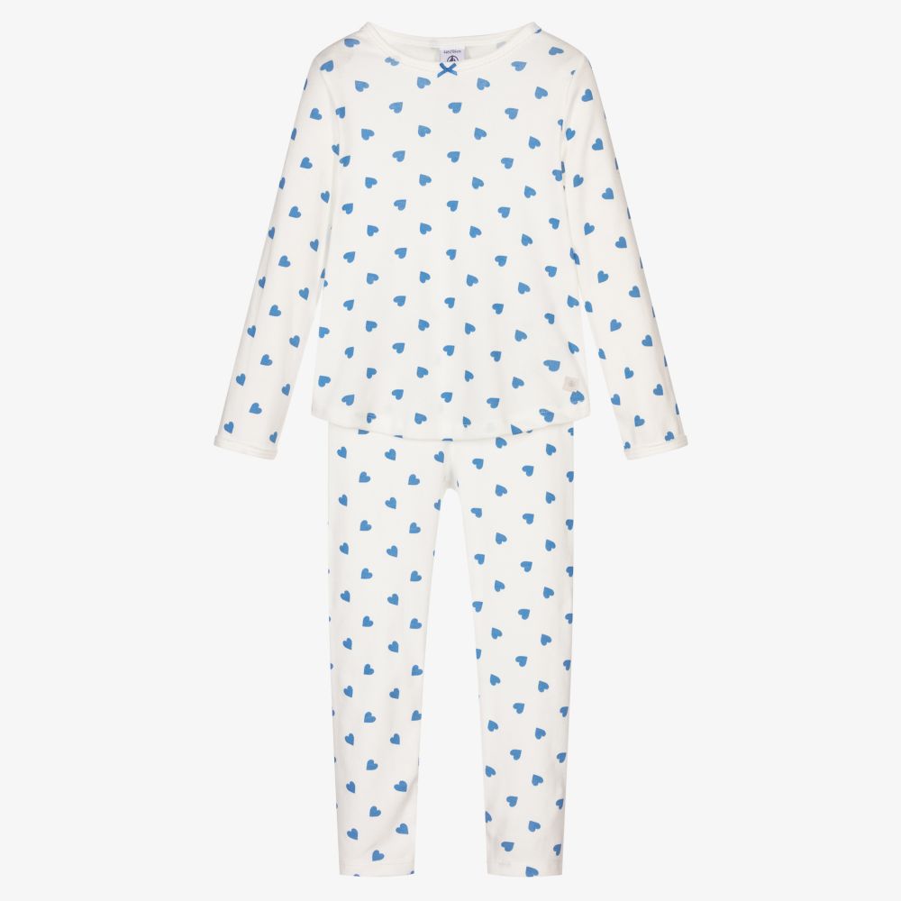 Petit Bateau - Baumwoll-Schlafanzug in Weiß und Blau | Childrensalon