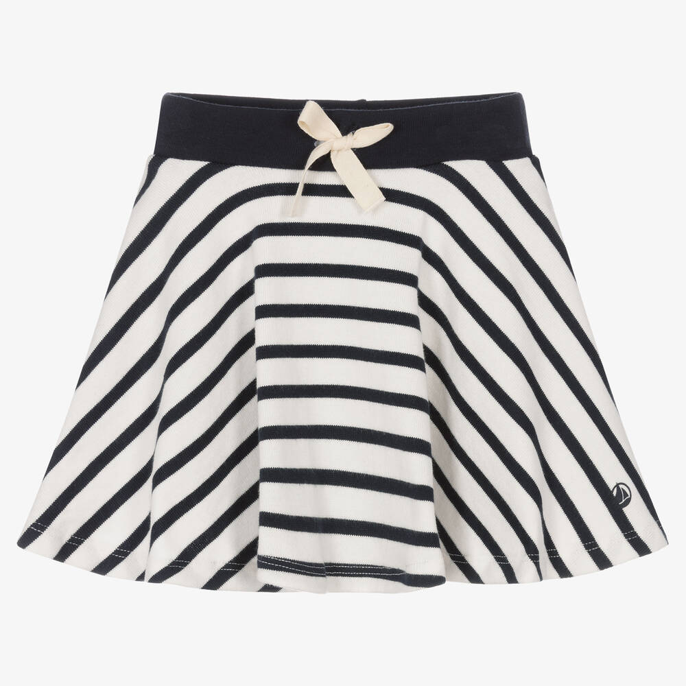 Petit Bateau - White & Blue Stripe Knit Skirt | Childrensalon