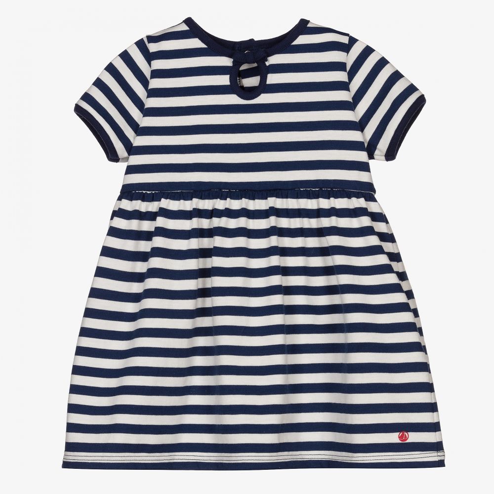 Petit Bateau - White & Blue Striped Dress | Childrensalon