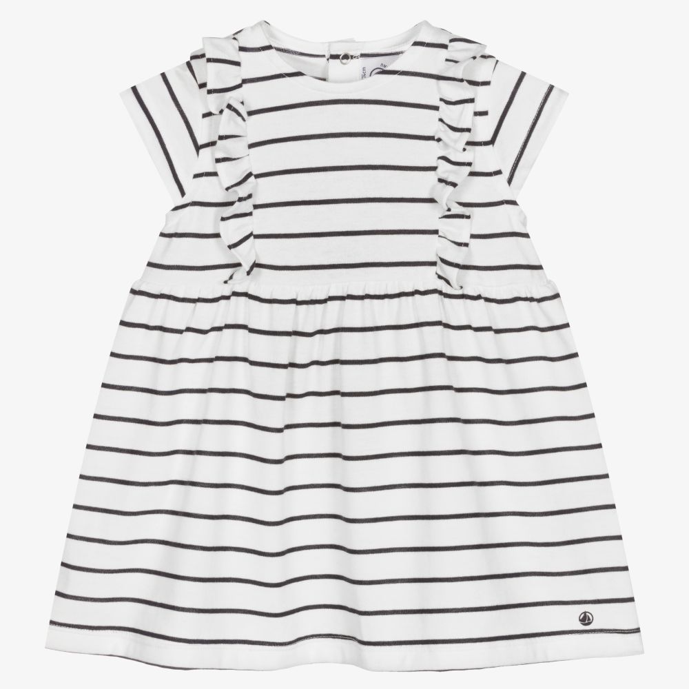 Petit Bateau - White & Blue Striped Dress | Childrensalon