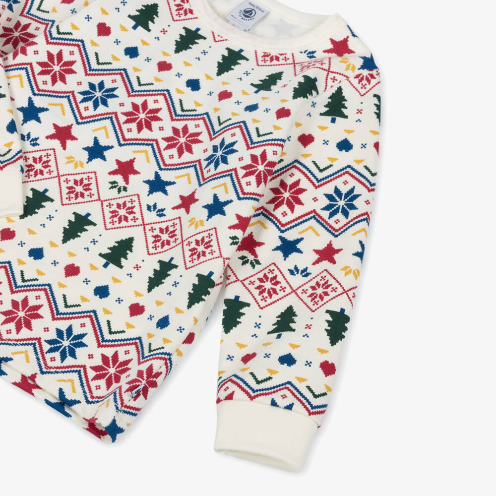 Petit Bateau-White Christmas Pyjama | Childrensalon Outlet