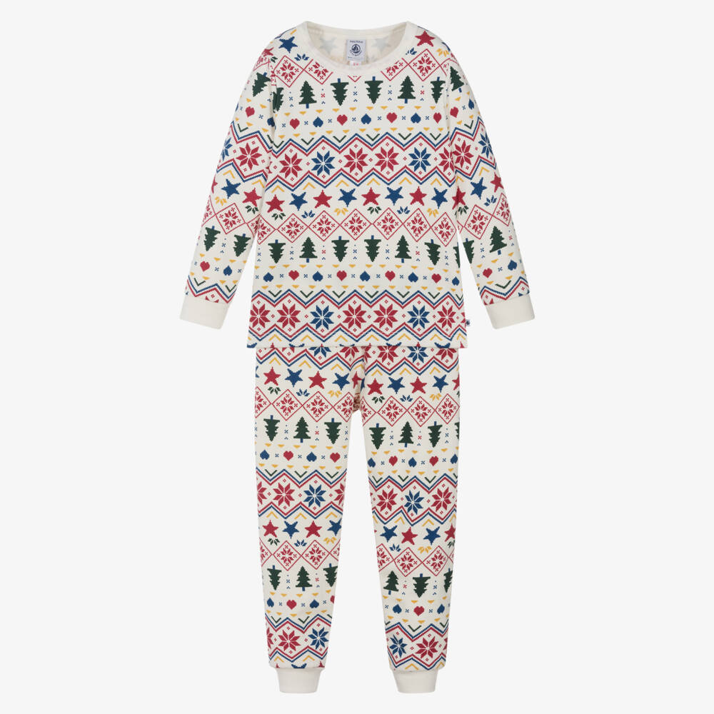 Petit Bateau-White Christmas Pyjama | Childrensalon Outlet