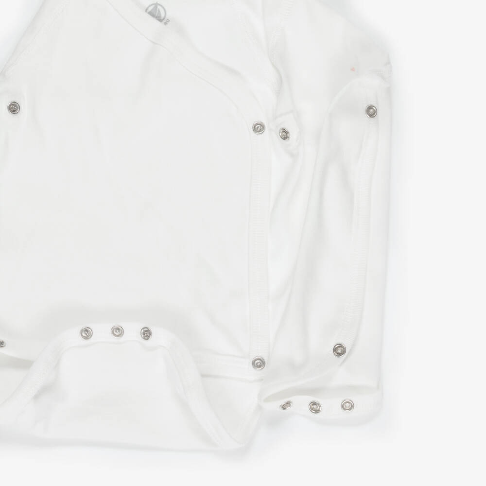 Petit Bateau-White Organic Cotton Jersey Bodyvests (5 Pack) | Childrensalon Outlet