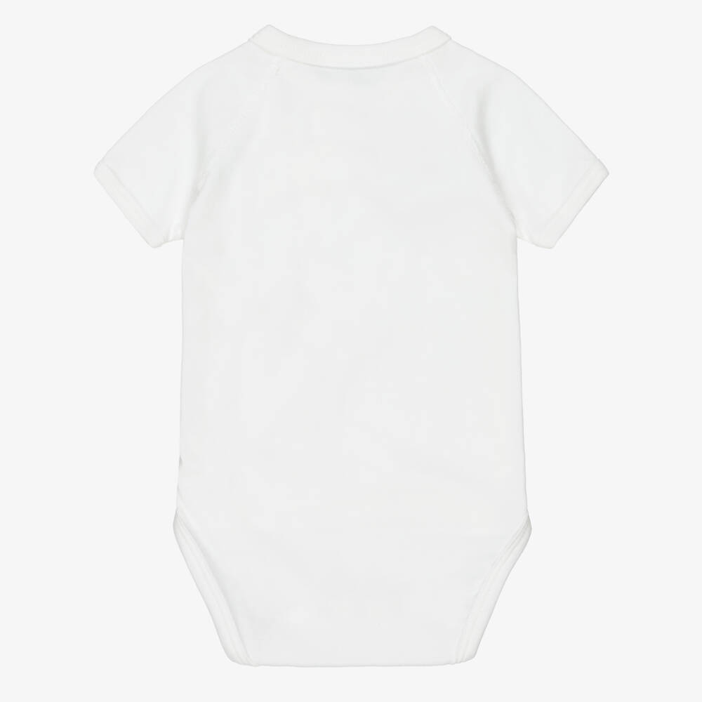 Petit Bateau-White Organic Cotton Jersey Bodyvests (5 Pack) | Childrensalon Outlet