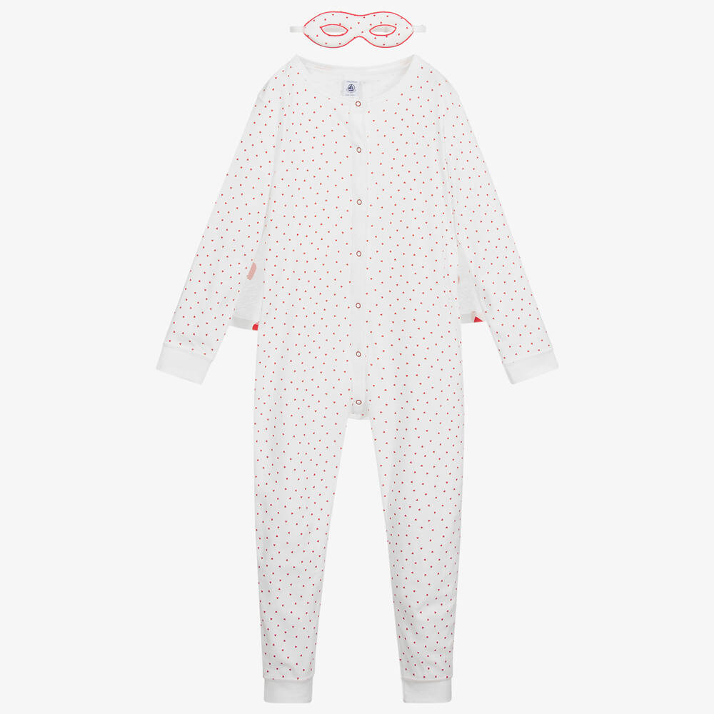 Petit Bateau - Pyjama 1 pièce blanc en coton bio | Childrensalon