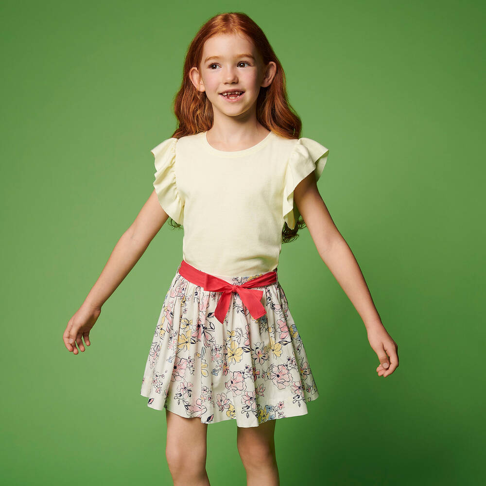 Petit Bateau Jupe blanche et rose en coton