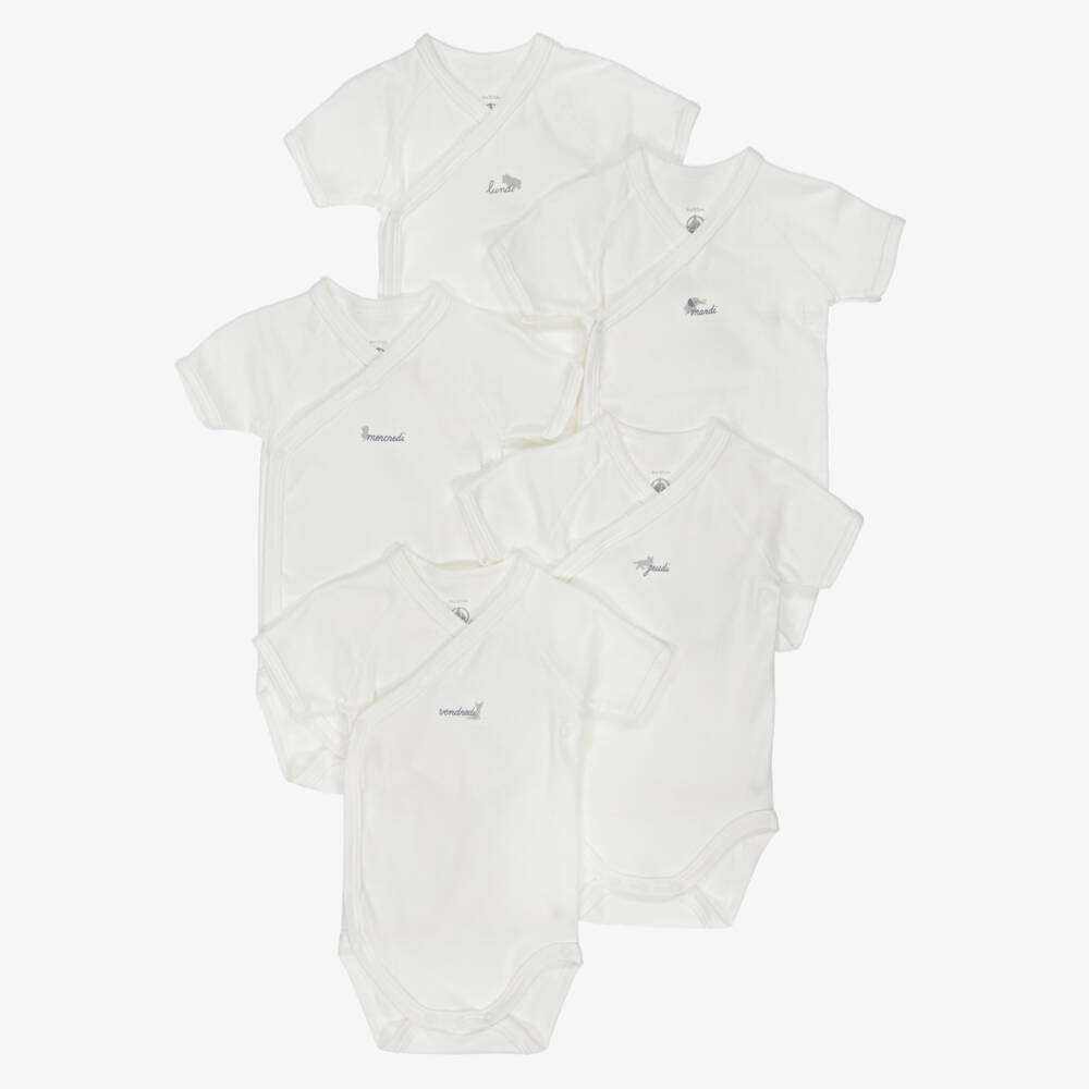 Petit Bateau-White Weekday Bodyvests (5 Pack) | Childrensalon Outlet