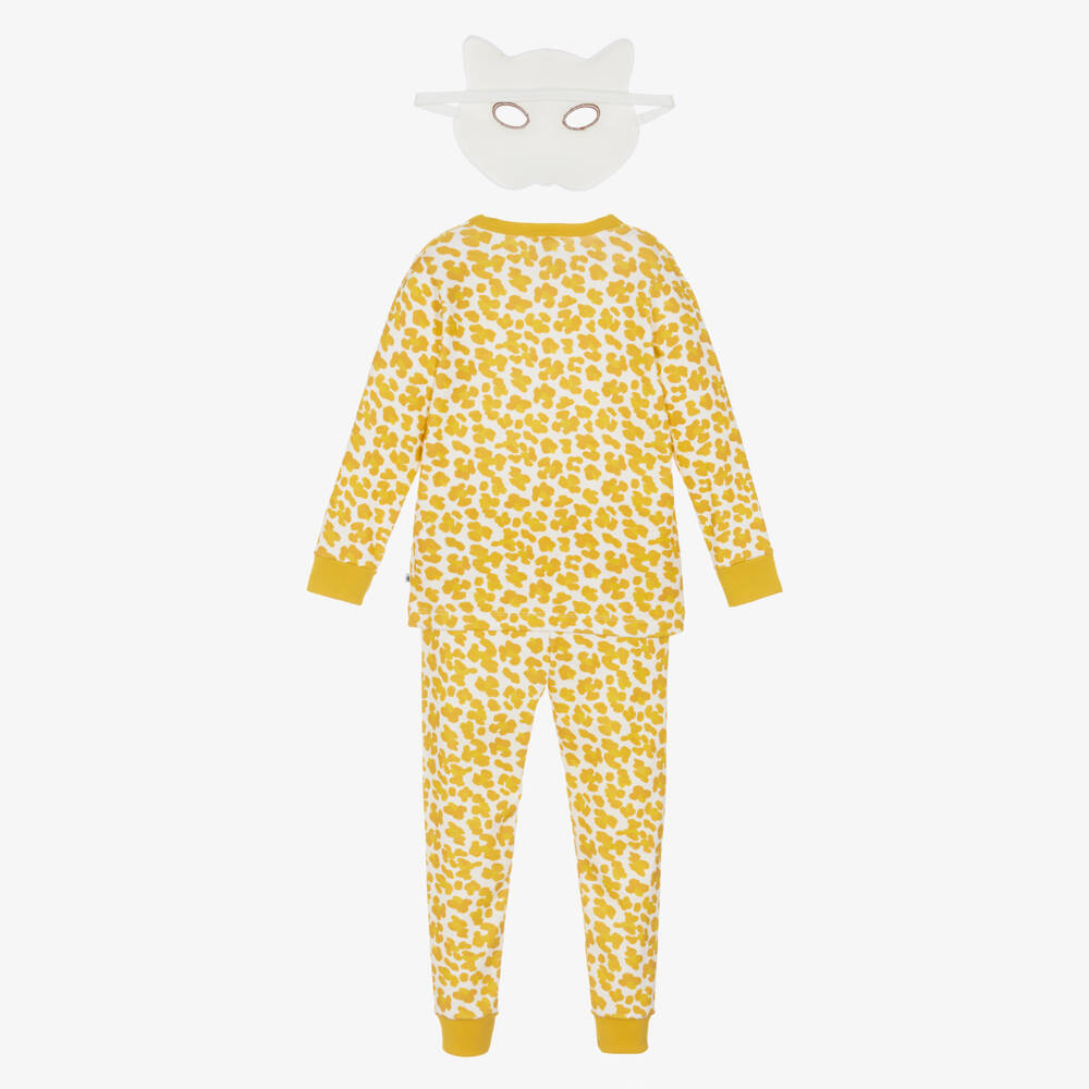 Petit Bateau-Yellow Leopard Print Organic Cotton Pyjamas with Mask | Childrensalon Outlet