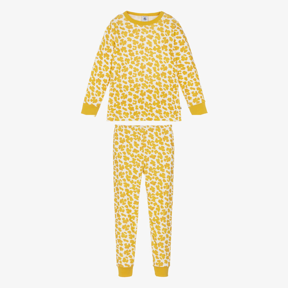 Petit Bateau-Yellow Leopard Print Organic Cotton Pyjamas with Mask | Childrensalon Outlet