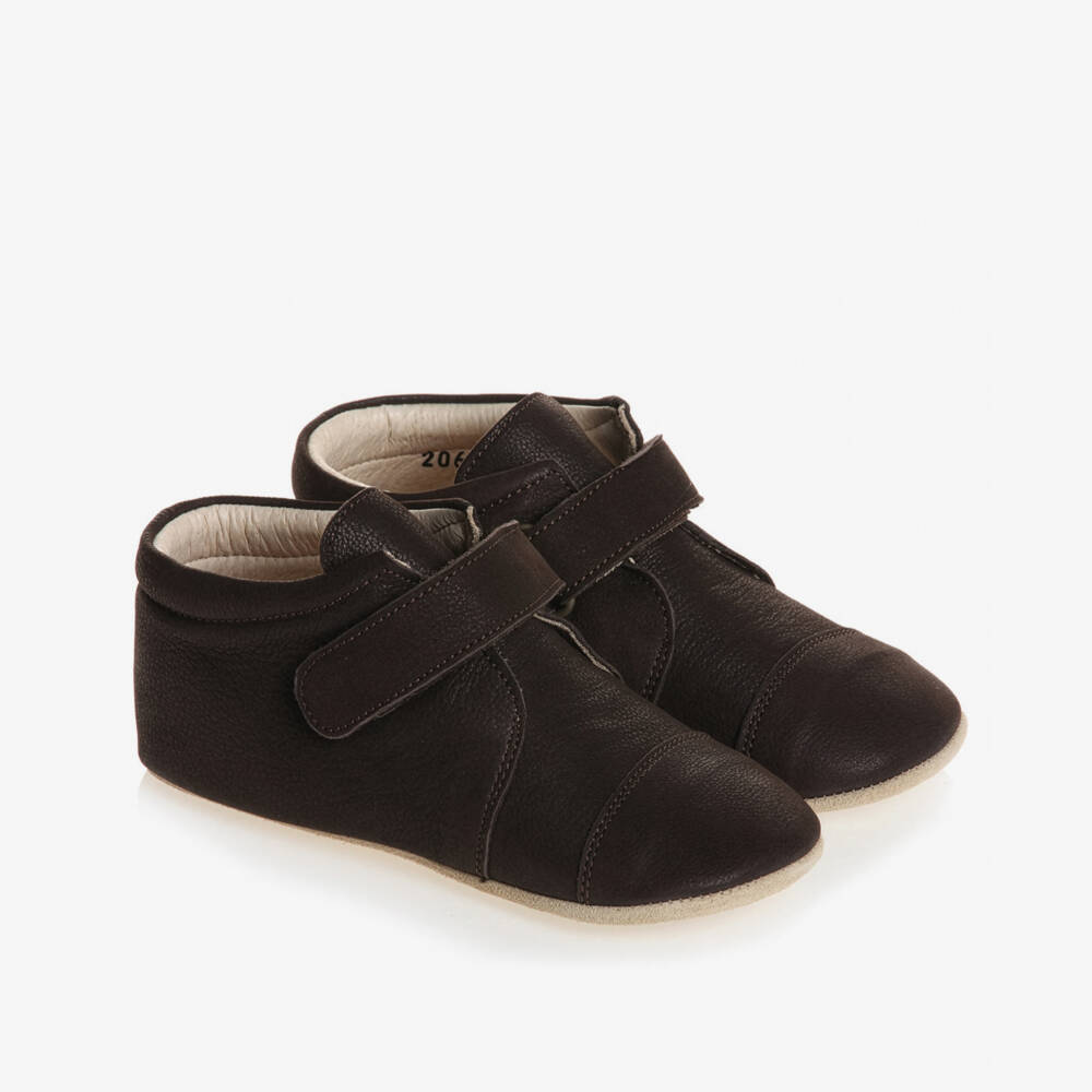 Petit Nord-Brown Leather Slipper Shoes | Childrensalon Outlet