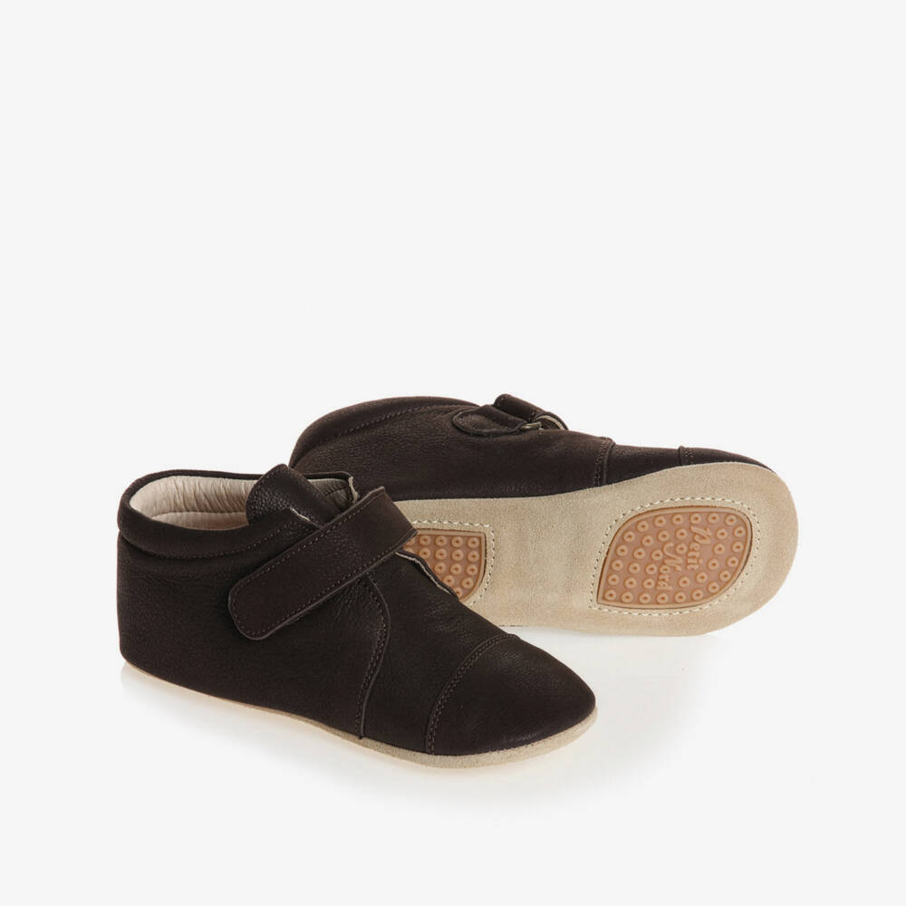 Petit Nord-Brown Leather Slipper Shoes | Childrensalon Outlet