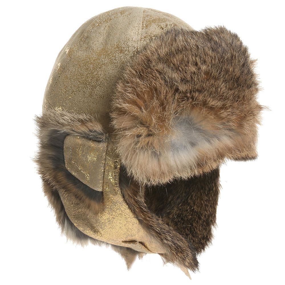 Petit Nord - Gold Leather & Fur Hat | Childrensalon