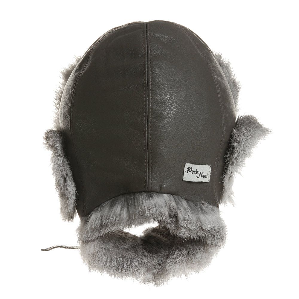 بتي نورد-قبعة جلد وفراء لون رمادي | Childrensalon Outlet