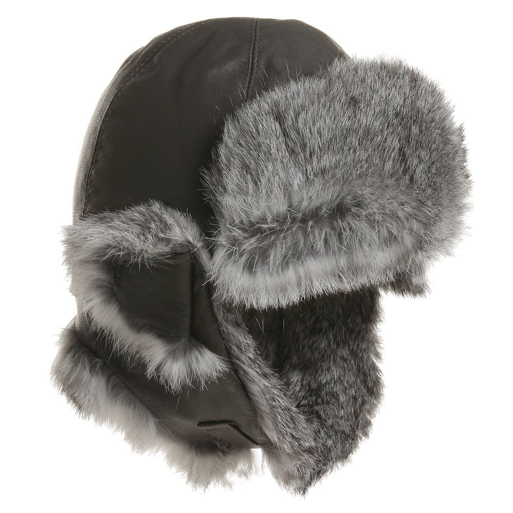 Petit Nord - Grey Leather & Fur Aviator Hat | Childrensalon