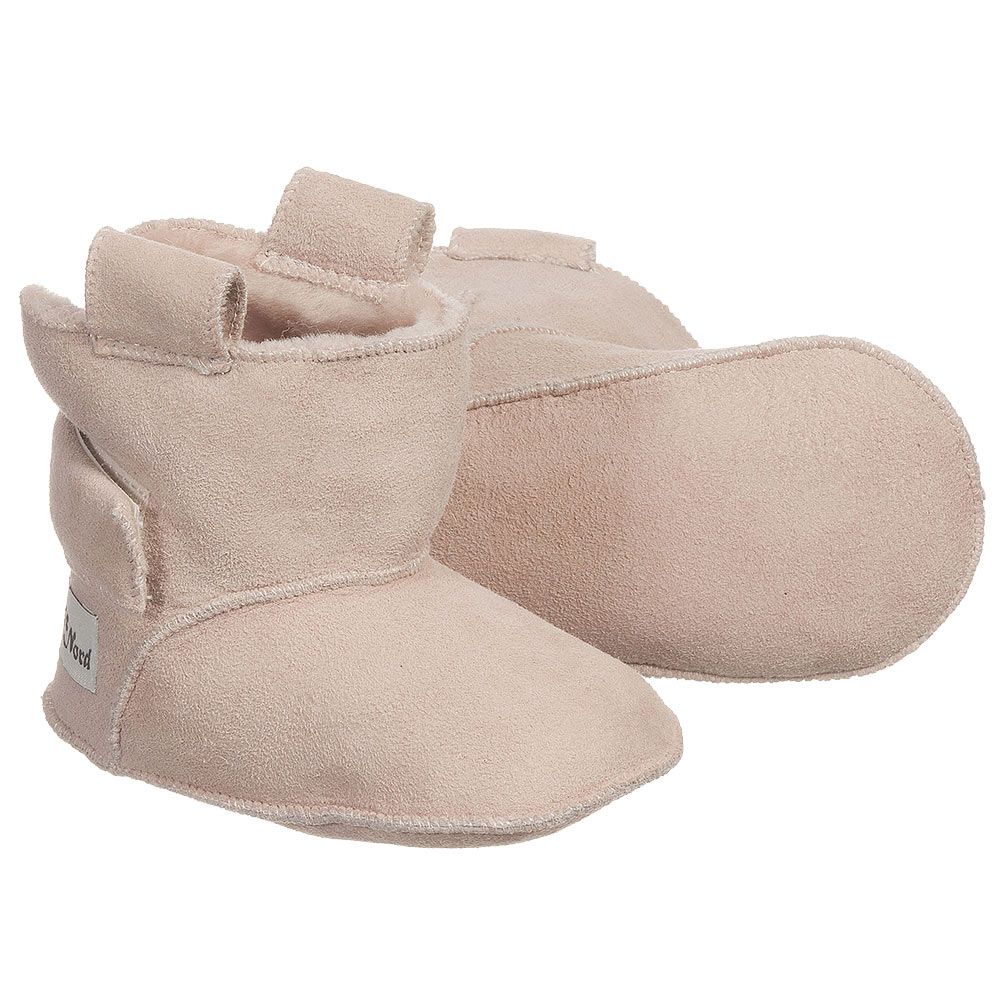 Petit Nord - Pink Sheepskin Pre-Walker Baby Boots | Childrensalon