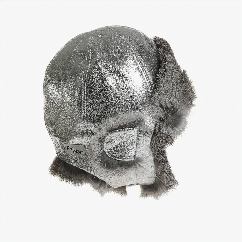 Petit Nord-Silver Leather & Fur Hat | Childrensalon Outlet