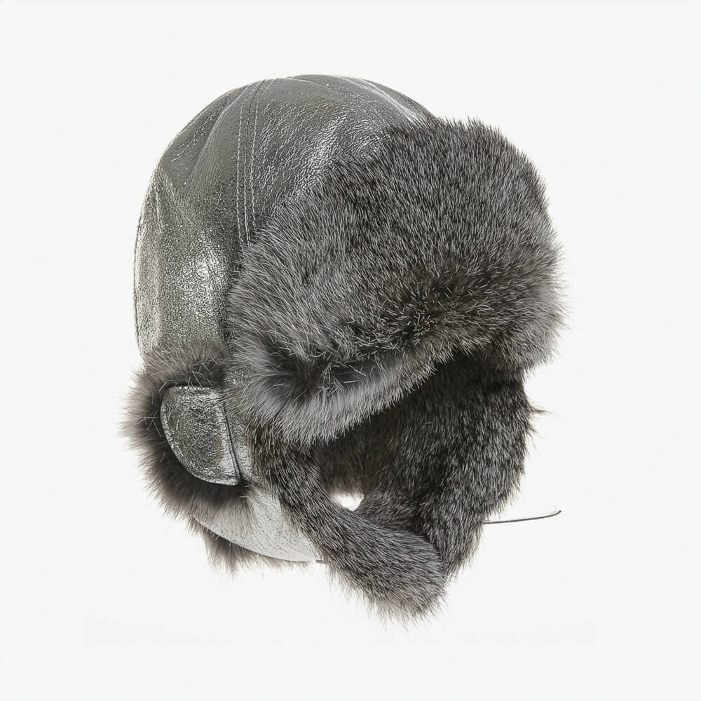 Petit Nord-Silver Leather & Fur Hat | Childrensalon Outlet