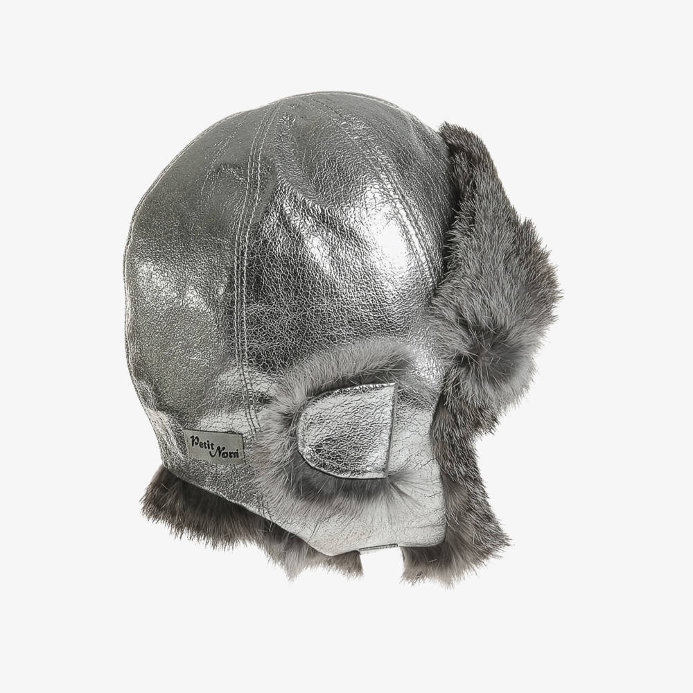 Petit Nord-Silver Leather & Fur Hat | Childrensalon Outlet