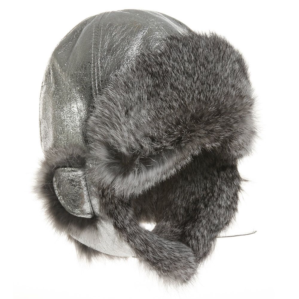 Petit Nord - Silver Leather & Fur Hat | Childrensalon