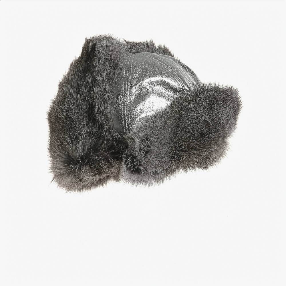 Petit Nord-Silver Leather & Fur Hat | Childrensalon Outlet